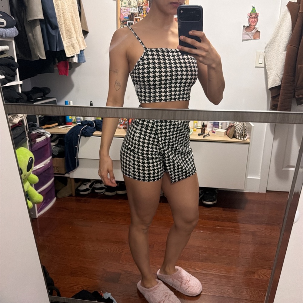SHEIN Monochrome Houndstooth Set